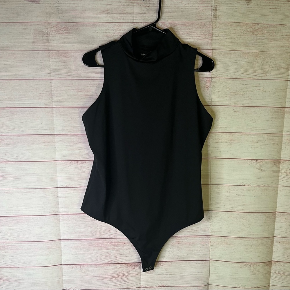 Nine West Black Sleeveless Thong Turtleneck Bodysuit Size‎ XL